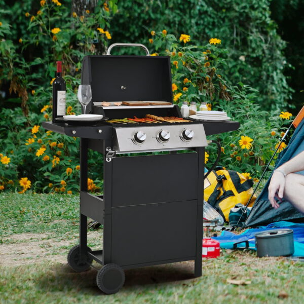 Miniyam 3 Burner Barbecue Grill, 26,000 BTU, Stainless Steel Gas Propane Grill, for BBQ