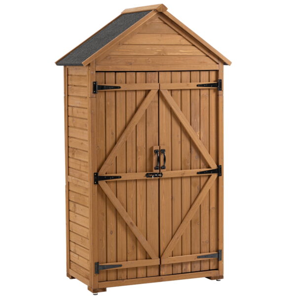 Miniyam Outdoor Storage Shed, Utility Tool Shed Storage House with Door & Lock, for Backyard Garden Patio Lawn, Brown
