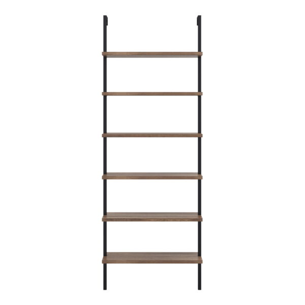 Nathan James Theo 6-Shelf Tall Bookcase Wall Mount Bookshelf Natural Wood Industrial Metal Frame Reclaimed Oak/Black