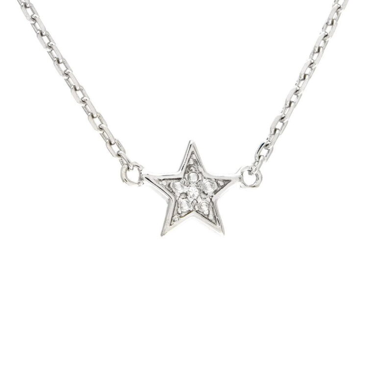 Nina Valenti Silver Diamond 7mm Star Necklace 16+2"