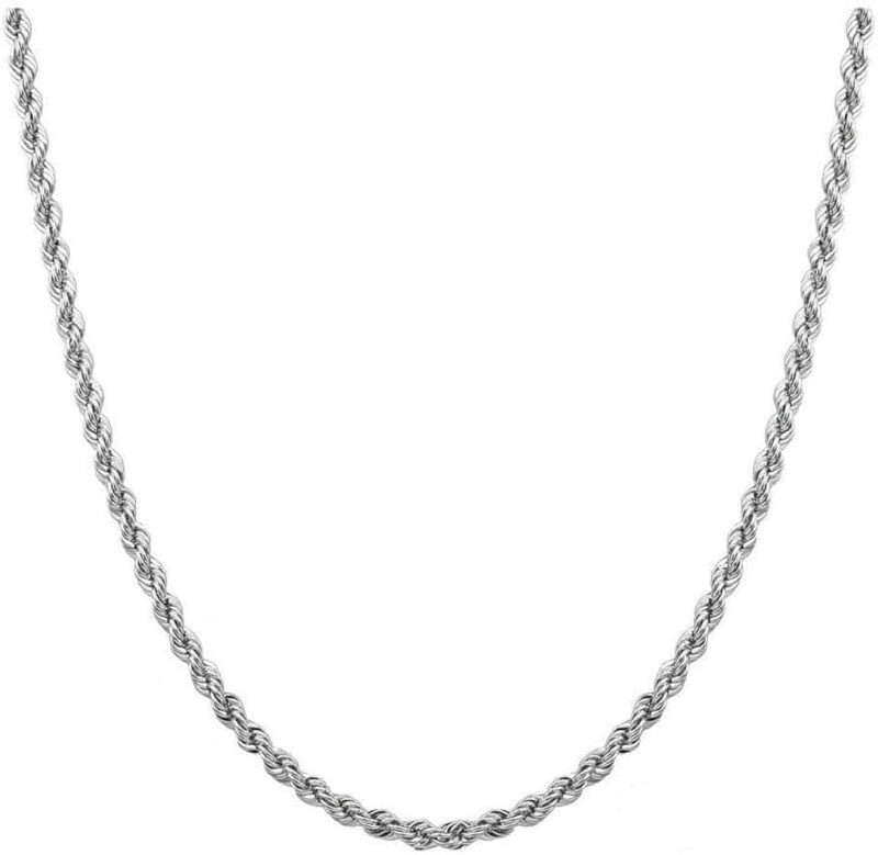 PORI JEWELERS Sterling Silver 5mm diamond cut rope chain necklace- Made In Italy