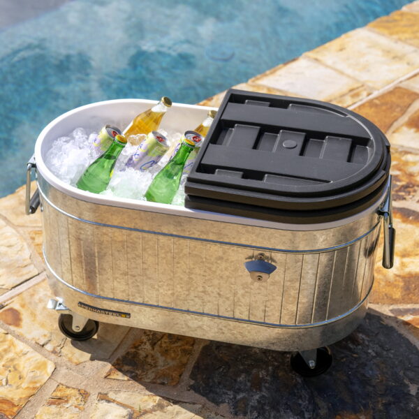 Permasteel 80-Qt Galvanized Steel Rolling Cooler with Wheels