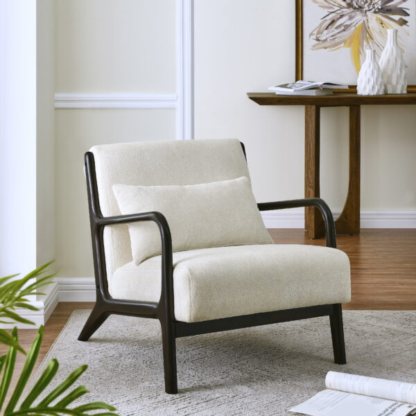 Roundhill Furniture Eterna Mid-Century Accent Chair with Pillow
