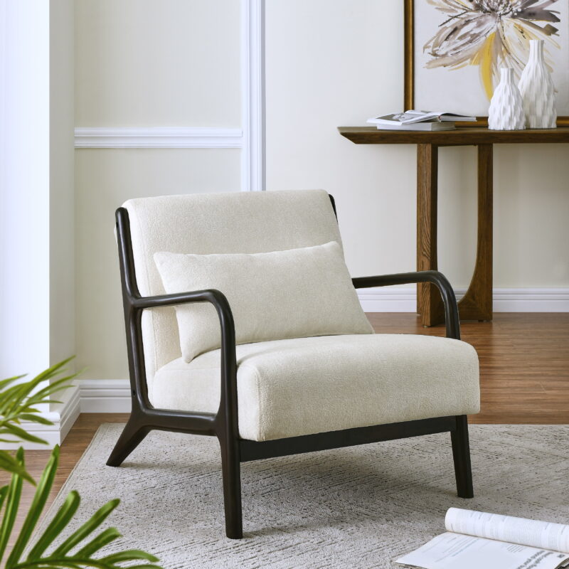 Roundhill Furniture Eterna Mid-Century Accent Chair with Pillow