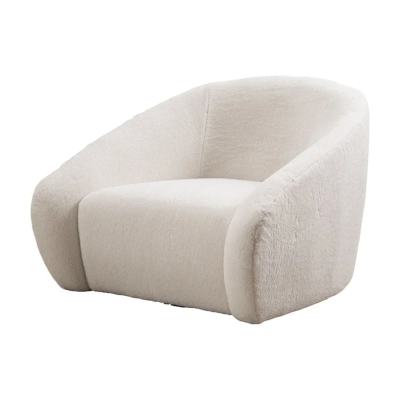 Roundhill Furniture Luzern Modern Boucle Upholstered Accent Chair, 360 Degree Swivel, White