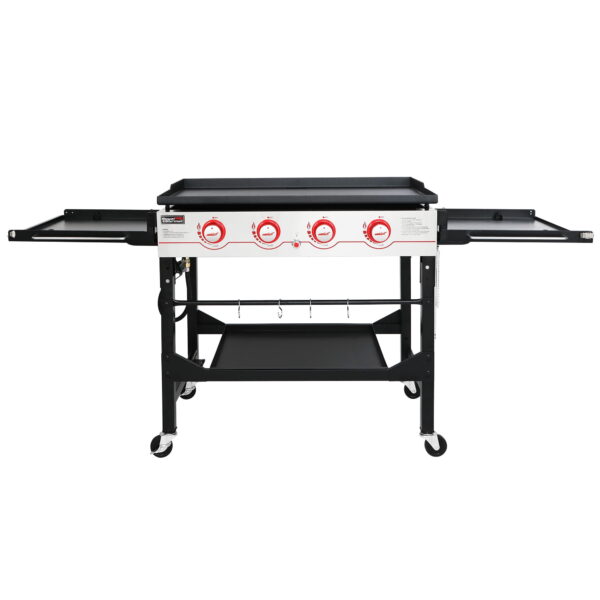Royal Gourmet GB4000F 36" Flat Top Gas Griddle, 4-Burner BBQ Grill Griddle with Top Cover Lid, Folding Side Shelves and Legs for Large Outdoor Camping, Black