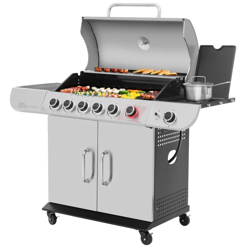 Royal Gourmet SG6002 Classic 6-Burner 71000-BTU LP Gas Grill with Sear Burner and Side Burner, Stainless Steel