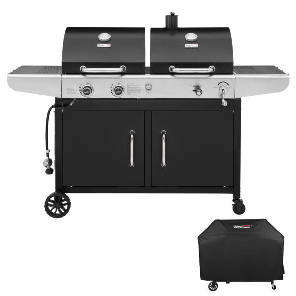 Royal Gourmet ZH3002C 3-Burner 25,500-BTU Dual Fuel Cabinet Gas and Charcoal Grill Combo with Cover