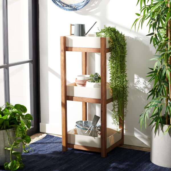 SAFAVIEH Artria Outdoor Patio Shelf, Natural/Beige