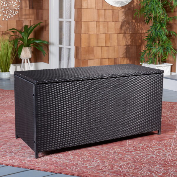 SAFAVIEH Oliveira Outdoor Patio Cushion Box, Black/White