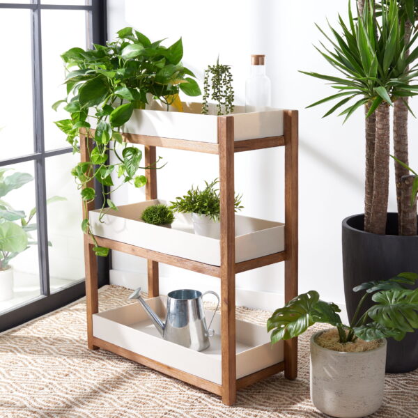 SAFAVIEH Semli Outdoor Patio Shelf, Natural/Beige