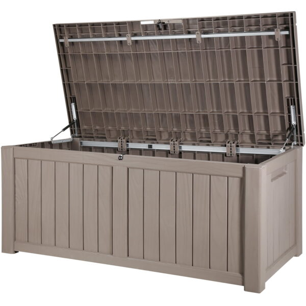 SKYSHALO 120 Gallon Outdoor Waterproof Polypropylene Deck Box with Padlock