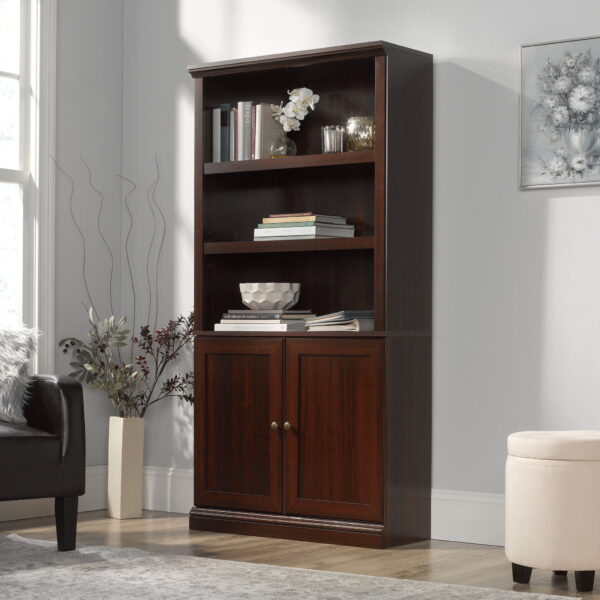 Sauder Bookcase With Doors, Select Cherry Finish