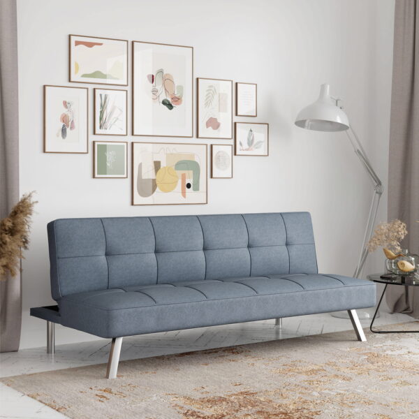 Serta Chelsea Convertible Sofa, Lounger and Full Size Bed, Light Gray Fabric