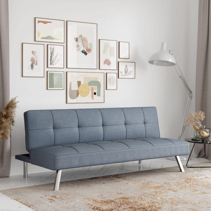 Serta Chelsea Convertible Sofa, Lounger and Full Size Bed, Light Gray Fabric