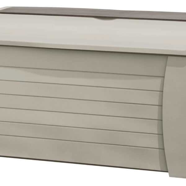 Suncast 127 Gal Outdoor Patio Storage Deck Box/Seat, Resin, Taupe, 54.5" D x 27" H x 28" W 35 lbs.