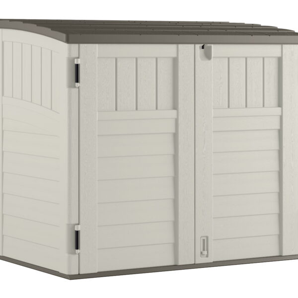 Suncast 34 Cubic ft. Horizontal Outdoor Resin Storage Shed, Vanilla,53 in D x 45.5 in H x 32.25 in W