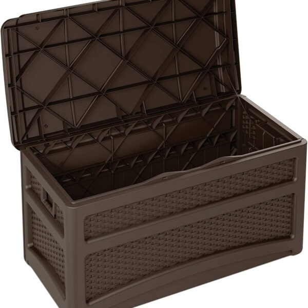 Suncast 73-Gal. Weather-Resistant Resin Outdoor Deck Storage Box and Bench, Java