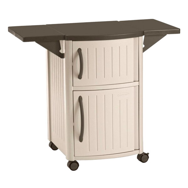 Suncast DCP2000 Portable Outdoor Prep Serving Grill Station Table and Cabinet