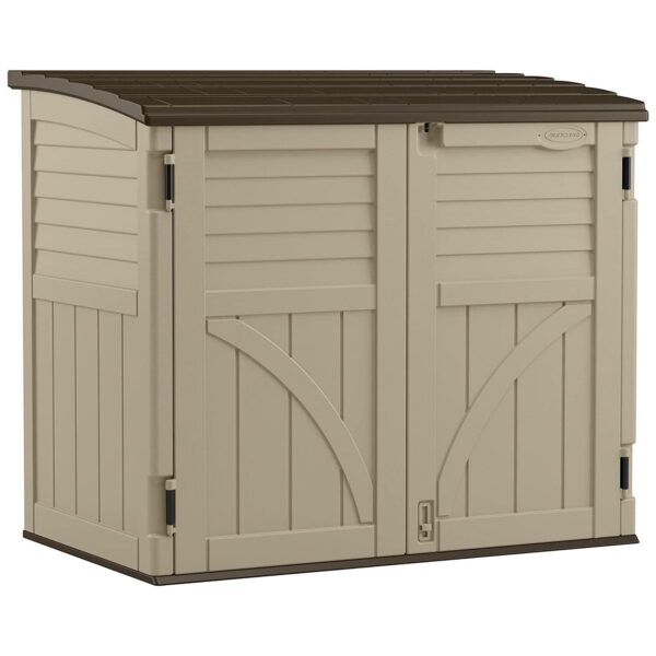 Suncast 34 cu. ft. All-Weather Resin Horizontal Outdoor Storage Shed, Taupe