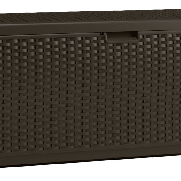 Suncast 73-Gal. Weather-Resistant Resin Outdoor Deck Storage Box and Bench, Mocha Brown