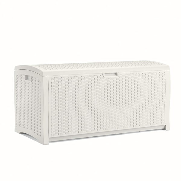 Suncast 99-Gal. Weather-Resistant Resin Outdoor Deck Storage Box and Bench, White