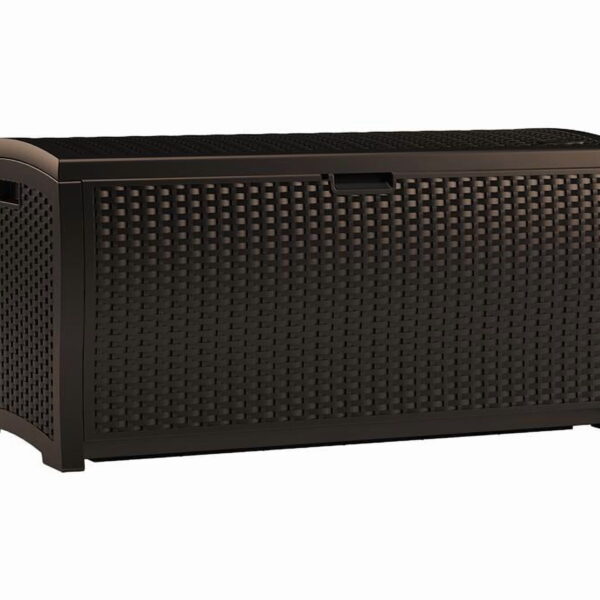 Suncast Resin 99-Gal Capacity Deck Box, Patio, Mocha Brown,  DBW9200 52 in D x 27.5 in H x 27.6 in W