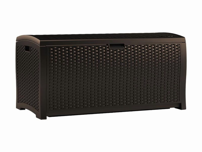 Suncast Resin 99-Gal Capacity Deck Box, Patio, Mocha Brown,  DBW9200 52 in D x 27.5 in H x 27.6 in W