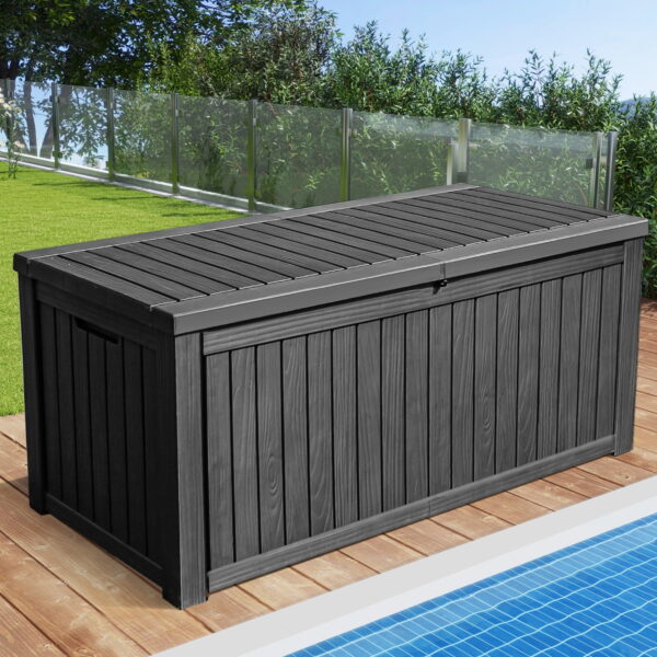 Uforic 150 Gallon Outdoor Storage Deck Box , Large Outdoor Storage Organized w/Divider,for Patio Furniture,Garden Tools, Black