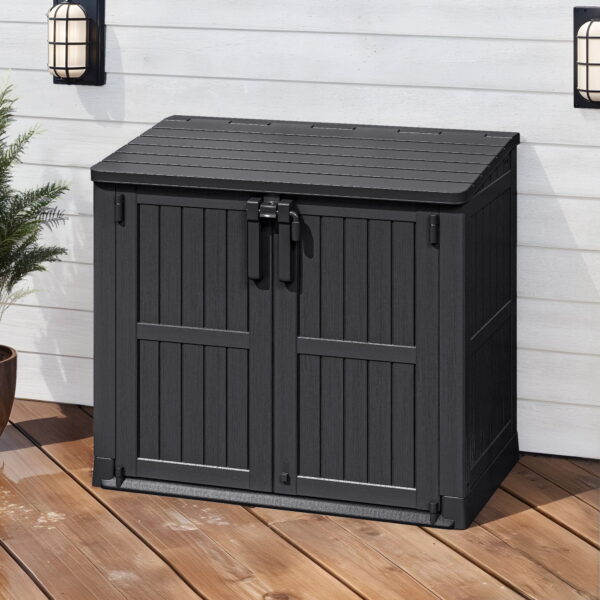 Uforic 36 Cu Ft All-weather Tool Cabinet with Air Vent, Lockable Doors & Lift-Up Roof, Black
