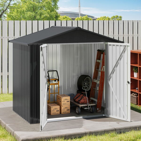 Uforic 6x4ft Outdoor Storage Shed, Lockable and Weatherproof with Vents for Backyard, Dark Gray