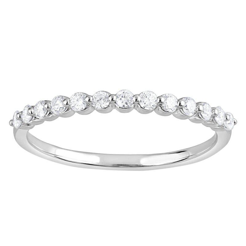 Unique Moments 1/4 Ct Round Cut Lab Grown Diamond Half Eternity Band Ring in Sterling Silver (H-I, SI-I1)