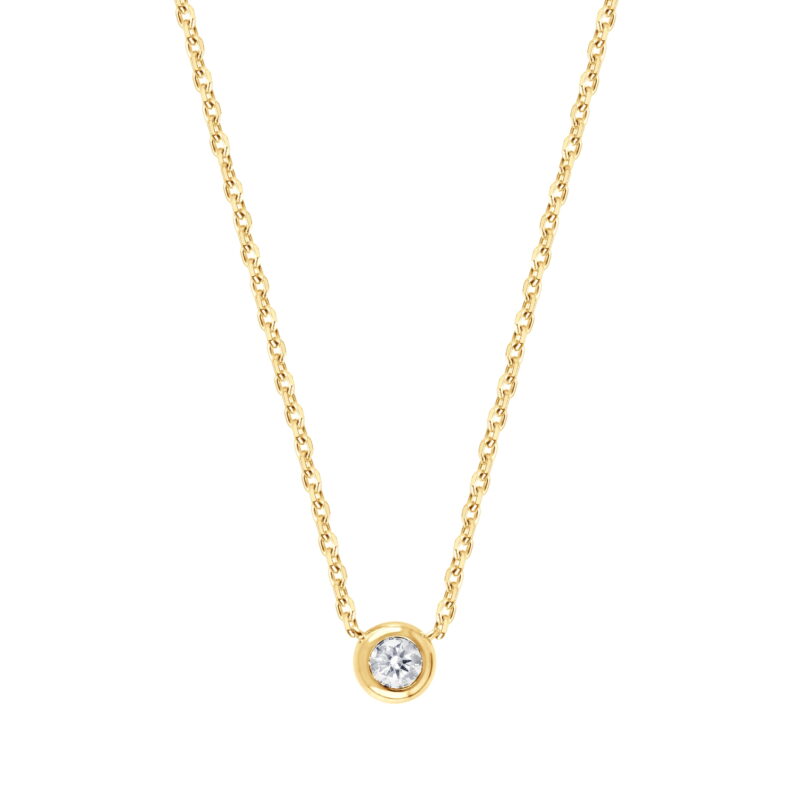 Unique Moments 1/5 Ct Round Lab Grown Diamond Necklace in YG Plated Sterling Silver for Women (J, SI-I1)