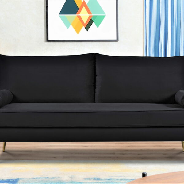 US Pride Furniture Villeda 70''W Polyester Square Arms Sofa Black