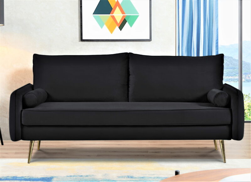 US Pride Furniture Villeda 70''W Polyester Square Arms Sofa Black