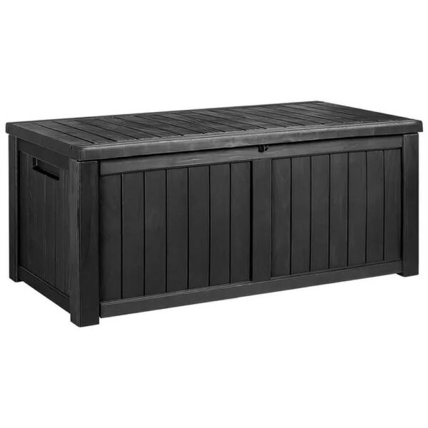 Vineego Outdoor 120 Gallon Water Resistant Resin Deck Box, Black