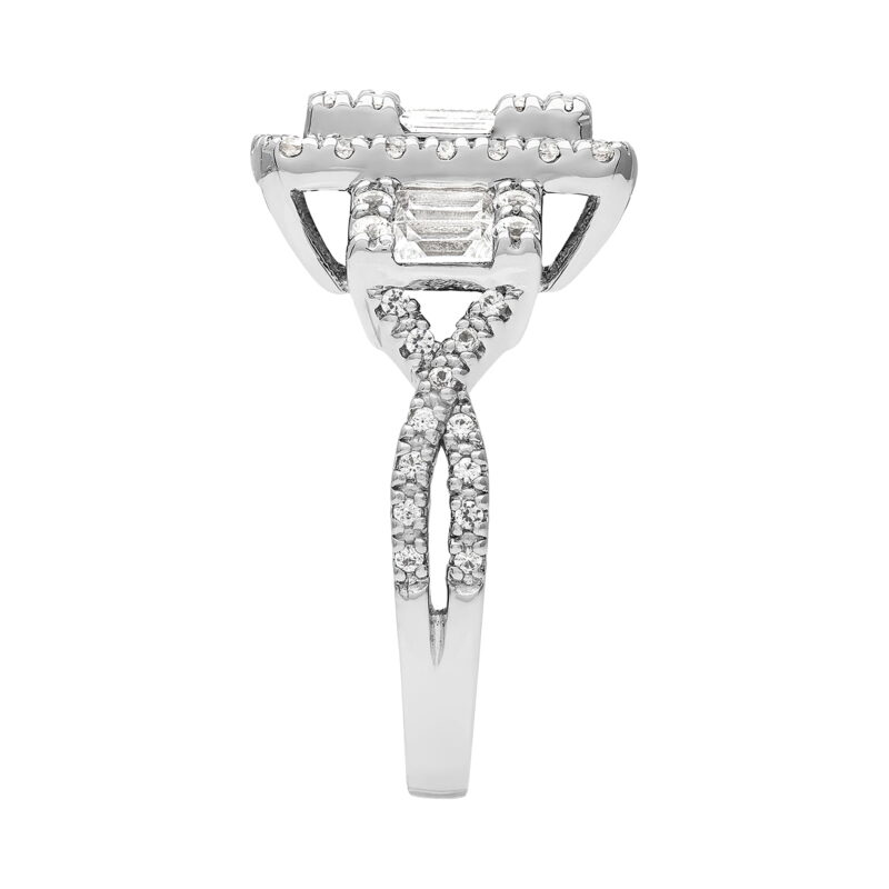 1 3/8 Carat TGW Created White Sapphire Women's "Lumina Gem" Engagement Ring in Sterling Silver - Image 6