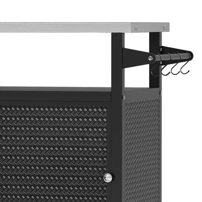 Uforic 25 Inch Outdoor Grill Cart with Storage Cabinet, Stainless Steel Top & Wheels, for Patio Kitchen, Black - Image 4