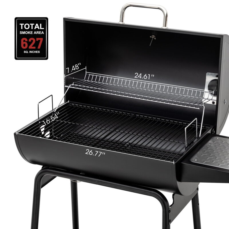 Royal Gourmet 30" CC1830 627 Square inches Barrel Charcoal Grill with Side Table - Image 3
