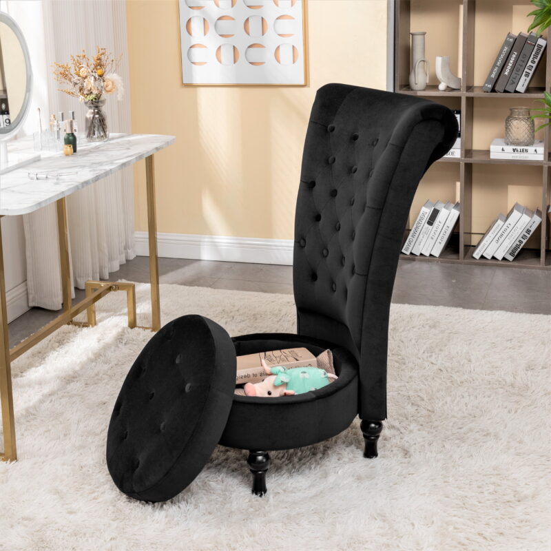 US Pride Furniture Gosser 20" Wide Velvet High Back Vanity Chair for Living Room, Black - Image 5
