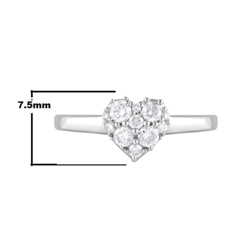 Unique Moments 1/3 Ct Round Cut Lab Grown Diamond Love Heart Ring in Sterling Silver (H-I, SI-I1) - Image 5