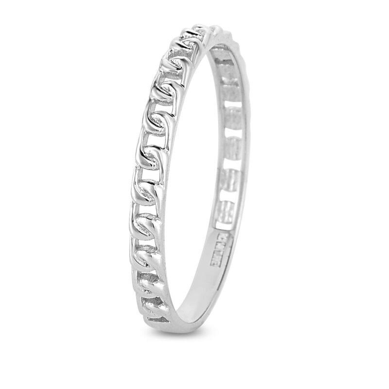 Karat Rush 14KT White Gold Curb Link Ring - Image 3