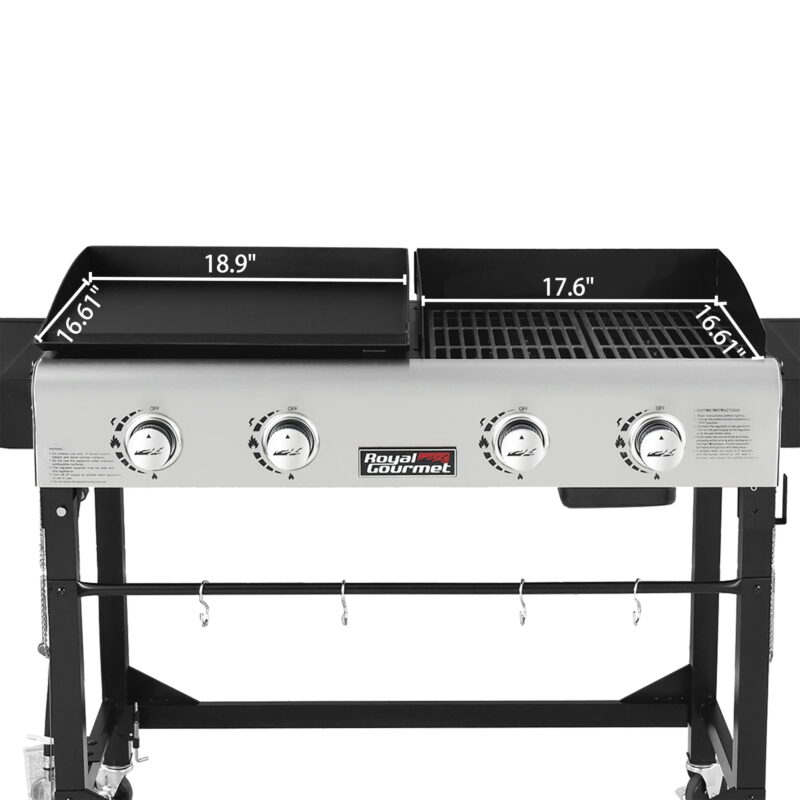 Royal Gourmet GD401C Premium 4-Burner 48000-BTU Folding Gas Grill and Griddle, With Cover - Image 3