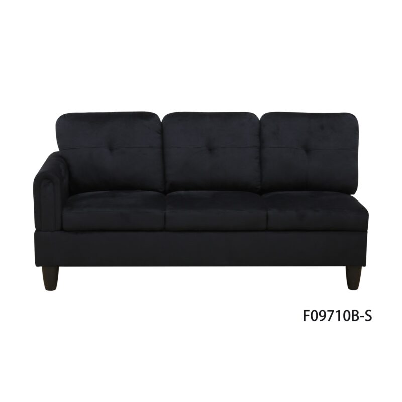 Hommoo Flannel Sectional Sofa Model Set, L-Shaped Living Room Furniture Set, Modern 4-Seat Couches and Sofaes, Black(No Ottomans) - Image 5