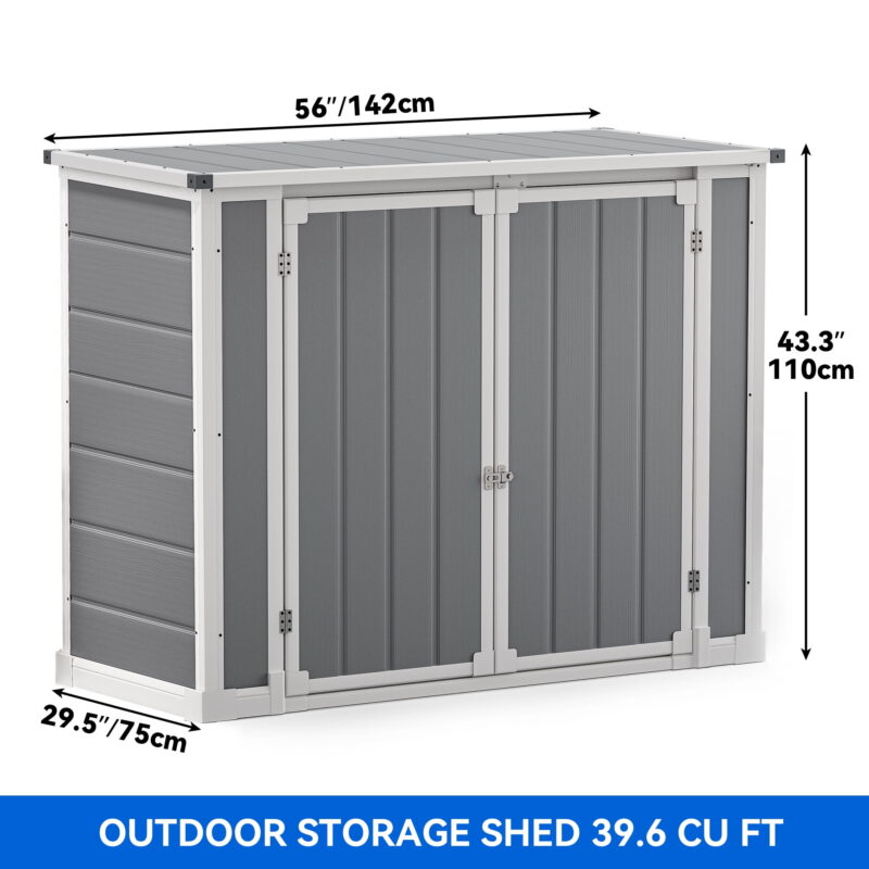 Uforic Outdoor Storage Shed,4.7x2.5ft All-Weather Waterproof with Hydraulic Struts, Triple Locks, Floor Locking for Garden Tools and Trash Cans - Image 5