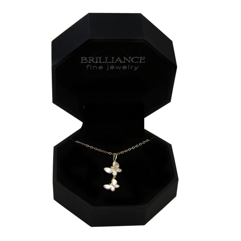 Brilliance Fine Jewelry 10KT Yellow Gold Mother of Pearl Butterfly Pendant with 18" Chain - Image 4