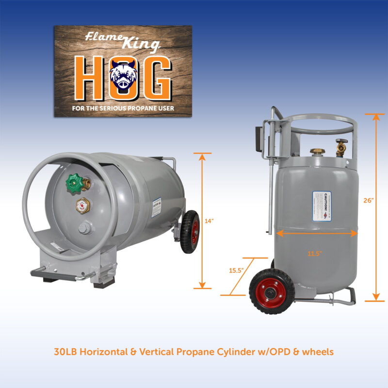 Flame King YSN30HOG Horizontal & Vertical Propane Cylinder with Premium OPD & Built-in Gauge, Gray - Image 5