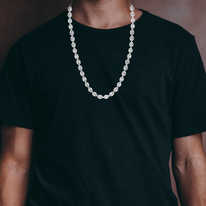 Arista Men's Stainless Steel Puff Mariner Link Chain Necklace, 24" - Image 2