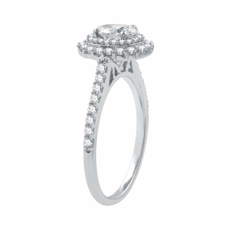 Brilliance Fine Jewelry 1 CTW Lab Grown Diamond Women's Oval Double Halo Bridal Ring Sterling Silver - Image 6