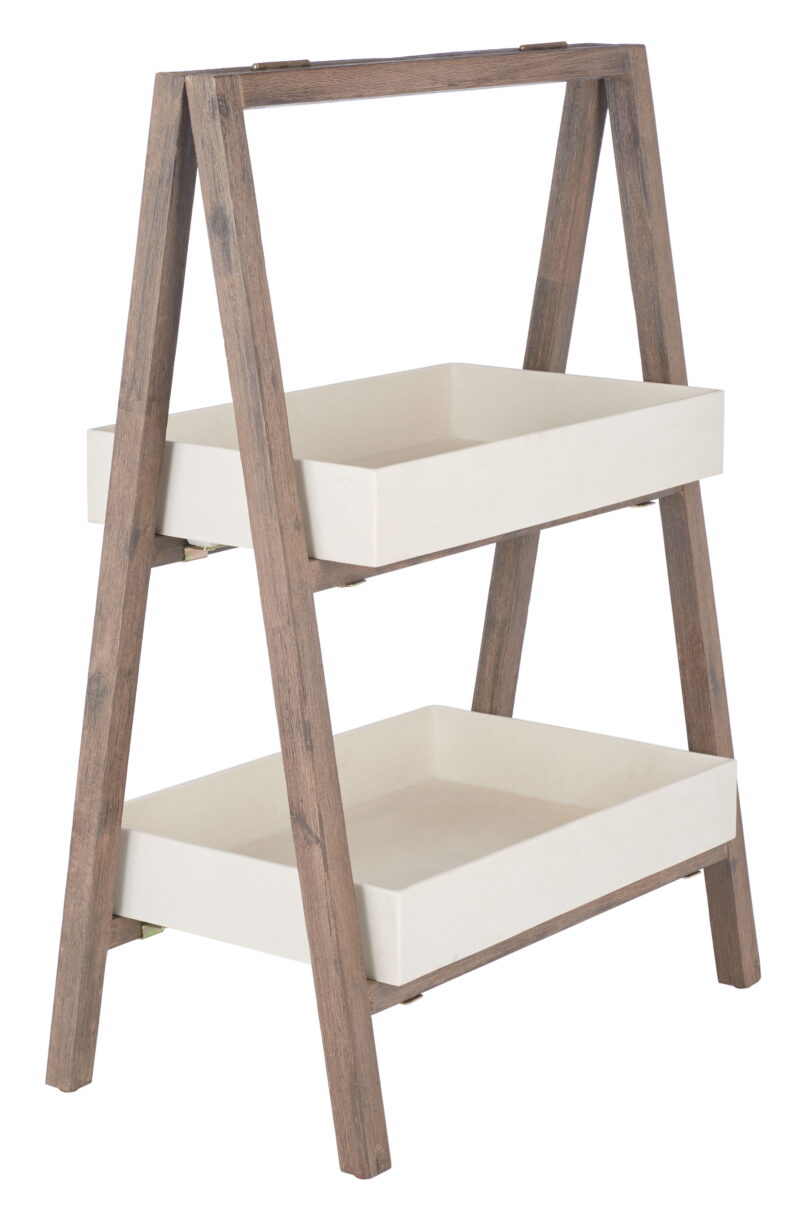 SAFAVIEH Nerri Outdoor Patio Shelf, Dark Walnut/Beige - Image 5